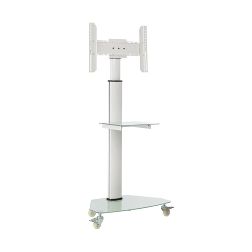 Tripp Lite DMCS3770SG75W Premier Rolling TV Cart for 37 to 70 Displays, Frosted Glass Base and Shelf, Locking Casters, White