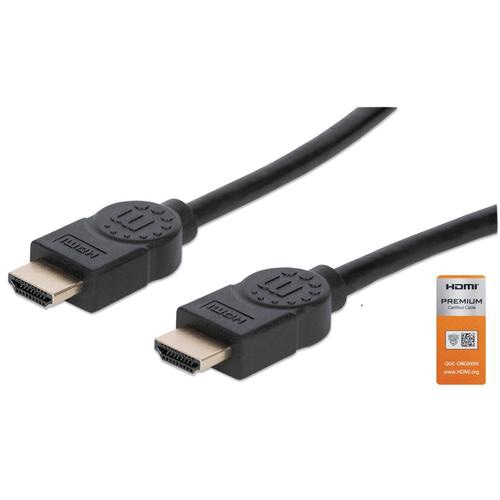 Manhattan HDMI Cable with Ethernet, 4K@60Hz (Premium High Speed), 3m, Male to Male, Black, Equivalent to HDMM3MP, Ultra HD 4k x 2k, Fully Shielded, Gold Plated Contacts, Lifetime Warranty, Polybag