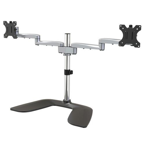 StarTech.com Dual Monitor Stand - Ergonomic Desktop Monitor Stand for up to 32 VESA Displays - Free-Standing Articulating Universal Computer Monitor Mount - Adjustable Height - Silver
