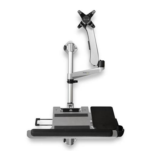 StarTech.com Wall Mount Workstation - Articulating Standing Desk w/ Ergonomic Height Adjustable Monitor Arm & Padded Keyboard Tray - 34 VESA Display - Foldable Wall Mounted Sit Stand