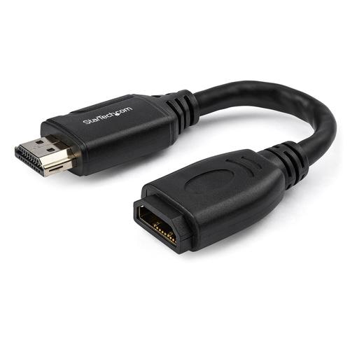 StarTech.com 6 (15cm) HDMI Port Saver Cable - 4K 60Hz High Speed HDMI 2.0 Extension Cable with Ethernet - Short HDMI Extension Cable - HDMI Male to Female Extension Adapter Cord