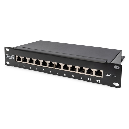Digitus CAT 6A Patch Panel, shielded, 12-Port, 1HE, 10, black