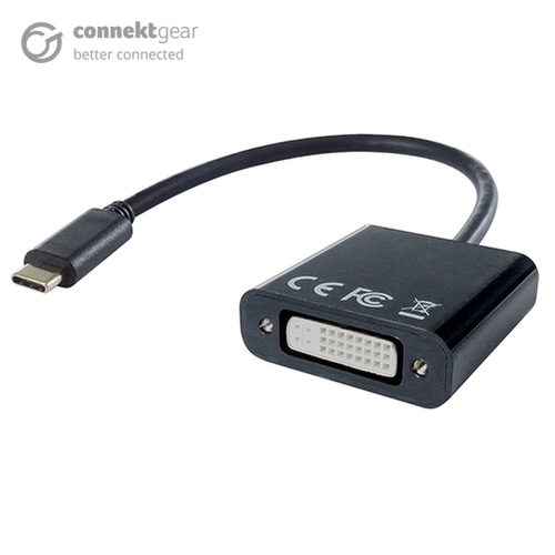 connektgear USB 3.1 Type C to DVI-I Active Adapter - Male to Female - Thunderbolt and DP Compatible