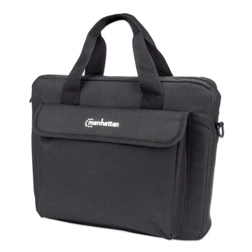 Manhattan London Laptop Bag 12.5, Top Loader, Black, LOW COST, Accessories Pocket, Shoulder Strap (removable), Notebook Case, Three Year Warranty