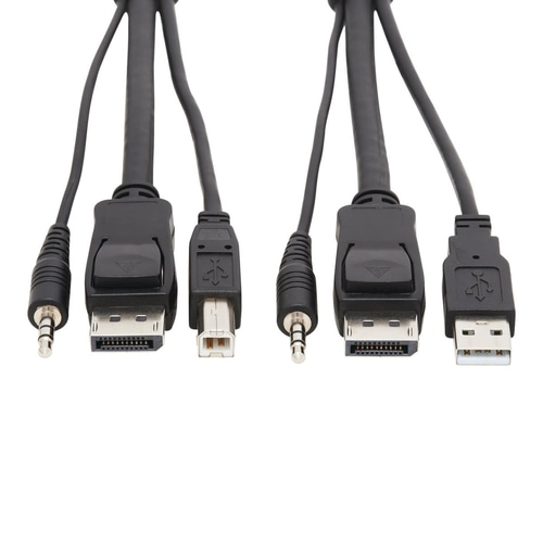 Tripp Lite DisplayPort KVM Cable Kit, 3 in 1 - 4K DisplayPort, USB, 3.5 mm Audio (3xM/3xM), 4:4:4, 1.83 m, Black