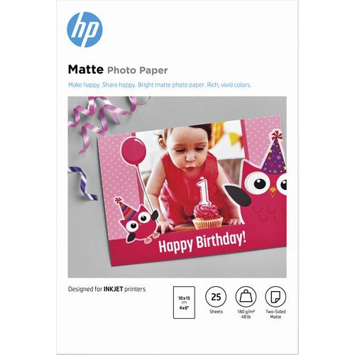 HP Matte Photo Paper, 180 g/m2, 10 x 15 cm (101 x 152 mm), 25 sheets