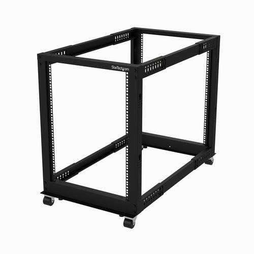 StarTech.com 15U 19 Open Frame Server Rack - 4 Post Adjustable Depth 22-40 Mobile - Free Standing Rolling Network/Computer Equipment Data Rack - Dell PowerEdge HP ProLiant ThinkServer