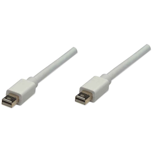 Manhattan Mini DisplayPort 1.2 Cable, 4K@60Hz, 1m, Male to Male, Bi-Directional, White, Equivalent to MDPMM1MW, Lifetime Warranty, Polybag
