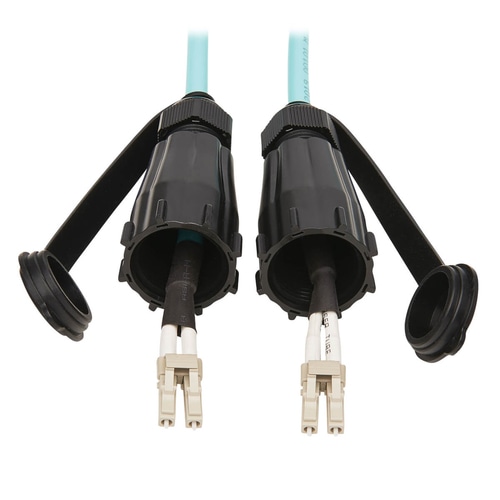 Tripp Lite N820-02M-IND 10Gb Rigid Industrial Duplex Multimode 50/125 OM3 Fiber Patch Cable (LC/LC) - IP68, Aqua, 2 m (6.6 ft.)