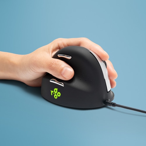 R-Go Tools Ergonomic mouse R-Go HE Break with break software, large (hand size = 185 mm), left-handed, Wired, black