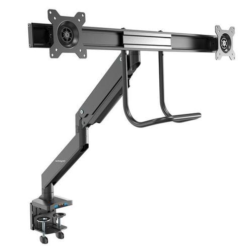 StarTech.com Desk Mount Dual Monitor Arm with USB & Audio - Slim Full Motion Adjustable Dual Monitor VESA Mount for up to 32 Displays - Ergonomic Articulating - C-Clamp/Grommet
