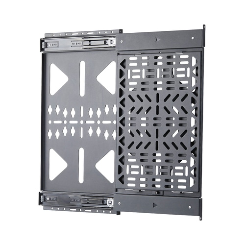 StarTech.com Slide-Out AV Component Storage Panel, Cable Box and Accessories Mounting, 22lb (10kg) Max, Behind-TV Media Wall Mount, Sliding Design for Easy Access