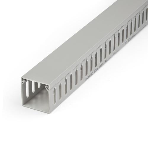 StarTech.com Open Slot Cable Management Raceway with Cover, 2(50mm)W x 2(50mm)H - 6.5ft(2m) length - 1/4(8mm) Slots, PVC Network Cable Hider/Wall Wire Duct, Max 80 Cables, UL Listed