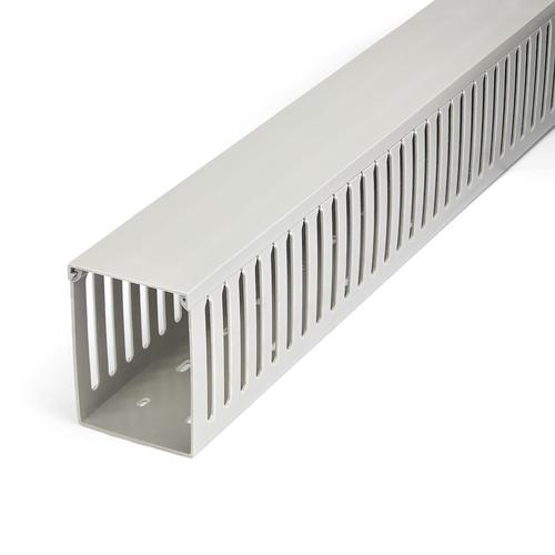 StarTech.com Open Slot Cable Management Raceway with Cover, 3(75mm)W x 3-7/8(10cm)H - 6.5ft(2m) length - 1/4(8mm) Slots, PVC Network Cord Hider/Wall Wire Duct, Max 240 Cables, UL Listed