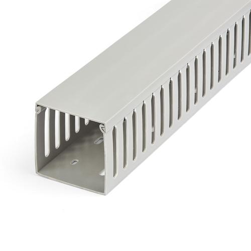 StarTech.com Open Slot Cable Management Raceway with Cover, 3(75mm)W x 3(75mm)H - 6.5ft(2m) length - 1/4(8mm) Slots, PVC Network Cable Hider/Wall Wire Duct, Max 200 Cables, UL Listed