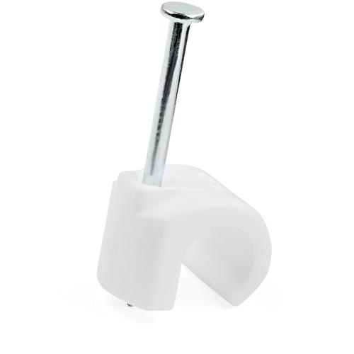 StarTech.com 100 Pack Large Cable Clips with Nail - Reusable - Nail-in Clamps - Wire Holding Clips - Ethernet Cord/AV/Coax Cable Fasteners - Brick/Drywall Mounting Cable Tacks - White - TAA