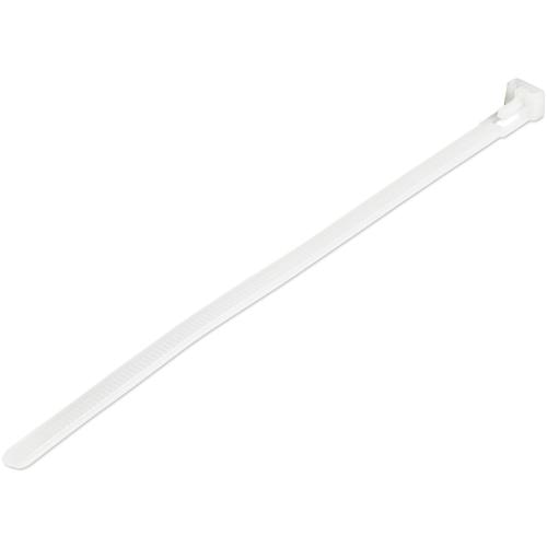 StarTech.com 8(20cm) Reusable Cable Ties - 1/4(7mm) wide, 1-7/8(50mm) Bundle Dia. 50lb(22kg) Tensile Strength, Releasable Nylon Ties, Indoor/Outdoor, 94V-2/UL Listed, 100 Pack - White