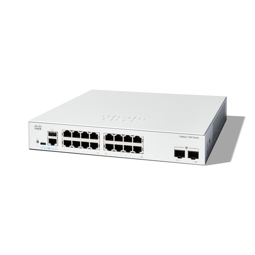 Cisco Catalyst 1300-16T-2G Managed Switch, 16 Port GE, 2x1GE SFP, Limited Lifetime Protection (C1300-16T-2G)