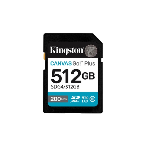 Kingston Technology 512GB SDXC Canvas Go Plus Gen4 200MB/s C10 UHS-I U3 V30