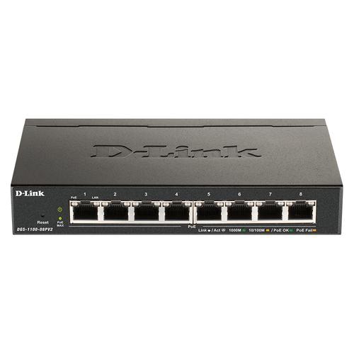 D-Link DGS-1100-08PV2 network switch Managed L2/L3 Gigabit Ethernet (10/100/1000) Power over Ethernet (PoE) Black