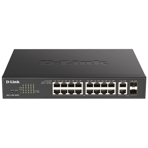 D-Link DGS-1100-18PV2 network switch Managed L2 Gigabit Ethernet (10/100/1000) Power over Ethernet (PoE) 1U Black