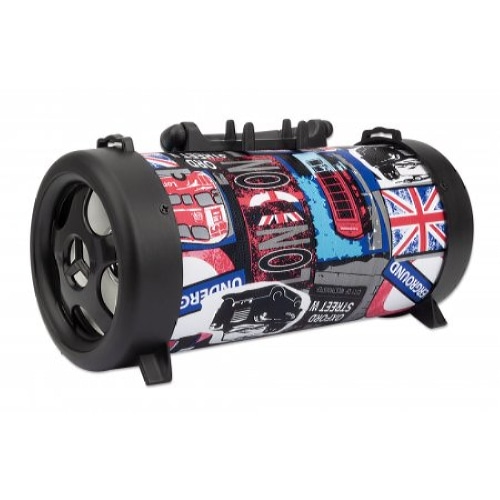 Manhattan London Bluetooth Speaker (Clearance Pricing), Decent Sound Output (3W), 3 hour Playback time, FM Radio, Range 10m, microSD card reader (32GB), Aux 3.5mm connector, USB-A charging cable included, 1200mAH battery, Bluetooth v5, Three Years Warranty, Boxed