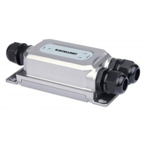 Intellinet 2-Port Outdoor Vandalproof Gigabit PoE++ Extender, Two 30 W Ports, Extends PoE up to 100 m (328 ft.), 60 W Power Budget, IEEE 802.3bt (4PPoE) Compliant, IP67 Waterproof, IK10-rated, Metal Housing