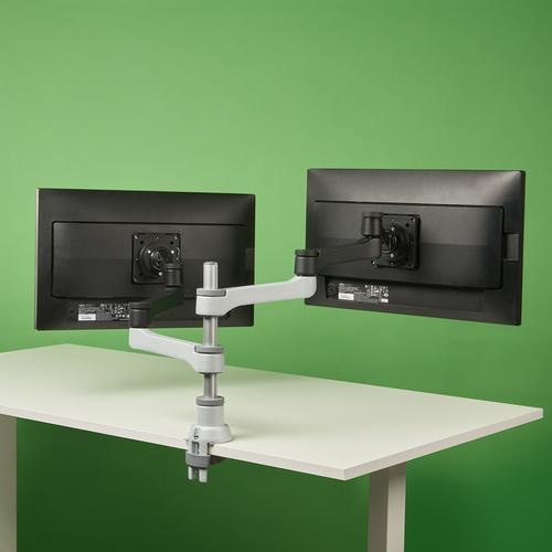 R-Go Tools R-Go Zepher 4 C2, Circular Dual Monitor Arm, Desk Mount, Adjustable, 0-8 kg, Black-Silver, Low Carbon Footprint