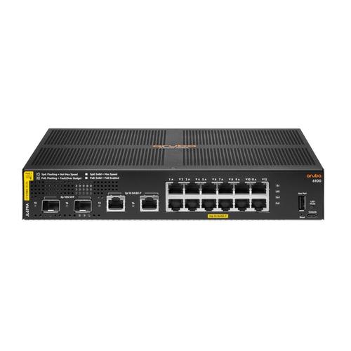 Hewlett Packard Enterprise Aruba 6100 12G Class4 PoE 2G/2SFP+ 139W Managed L3 Gigabit Ethernet (10/100/1000) Power over Ethernet (PoE) 1U Black