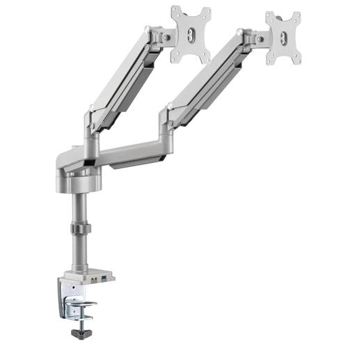 Tripp Lite DDR1732DAL Dual-Display Flex-Arm Mount for 13 to 34 Monitors - Clamp or Grommet, USB, Audio Ports