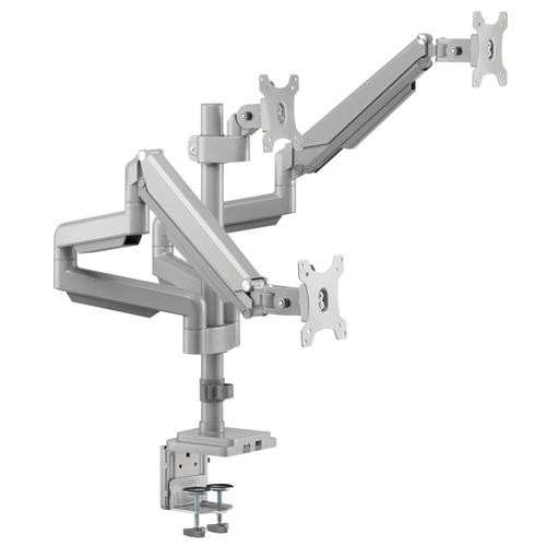 Tripp Lite DDR1730TAL Triple-Display Flex-Arm Desktop Clamp and Grommet for 17 to 30 Flat-Screen Displays - USB and Audio Ports, Aluminum