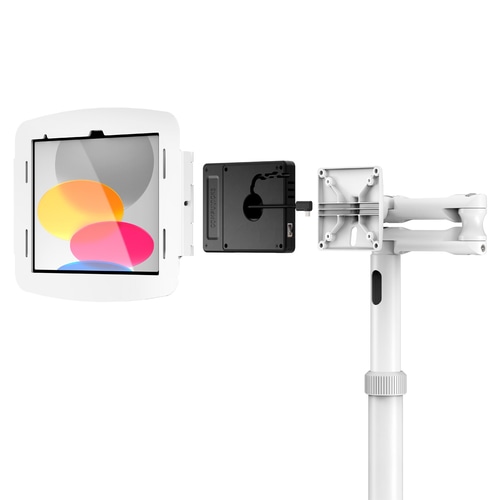 Compulocks iPad 10.9 10th Gen Space Enclosure Medical Rolling Cart Extended Plus Hub White