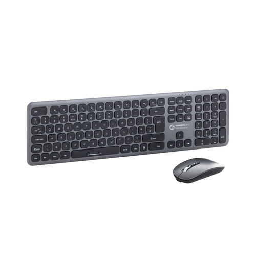connektgear KB238 Wireless Multimedia UK Layout Keyboard & 5 Button Optical Mouse - Silver With Black Keys