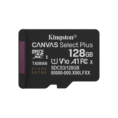 Kingston Technology 128GB micSDXC Canvas Select Plus Gen3 150R A1 Single Pack w/o ADP