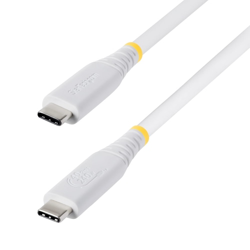 StarTech.com 1m (3ft) USB4 Cable, 40Gbps, USB-IF Certified USB-C Cable, 240W PD, 8K 60Hz/4K 240Hz DP2.1 DP40, TPE Jacket, Thunderbolt 4 Compatible - White USB-C Cord
