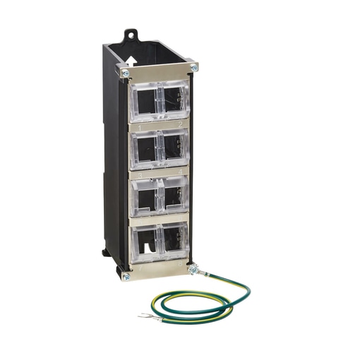 Tripp Lite N063-008-ENC 8-Port Metal DIN-Rail Mounting Keystone Patch Panel with Grounding, Black/Silver, TAA