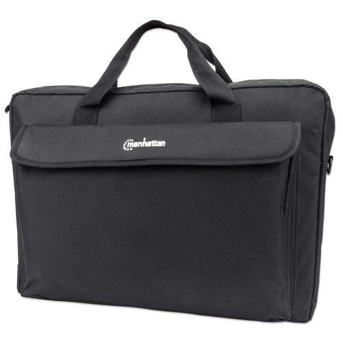 Manhattan London Laptop Bag 17.3, Top Loader, Black, LOW COST, Accessories Pocket, Shoulder Strap (removable), Notebook Case, Three Year Warranty