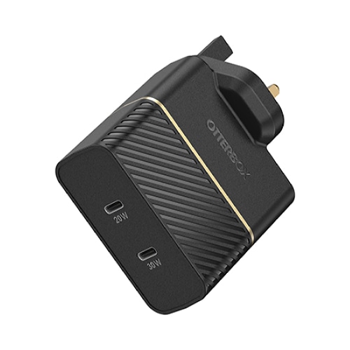 OtterBox UK Wall Charger 50W - 1X USB-C 30W + 1X USB-C 20W USB-PD, black