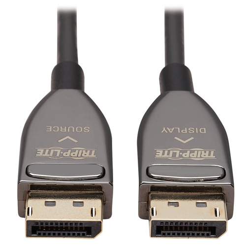 Tripp Lite P580F3-15M-8K6 DisplayPort Active Optical Cable (AOC), 8K 60 Hz (M/M), CL3 Rated, Latching Connectors, Black, 15 m (49 ft.)