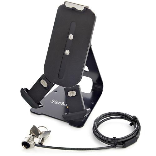 StarTech.com Secure Tablet Stand w/ K-Slot Cable Lock - Locking Tablet Holder for 7.9-13 Tablets - Universal Adjustable Tablet Mount for Desk/Surface - Lockable Anti-Theft Security Mount