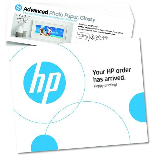 HP Advanced Photo Paper, Glossy, 65 lb, 4 x 12 in. (101 x 305 mm), 10 sheets