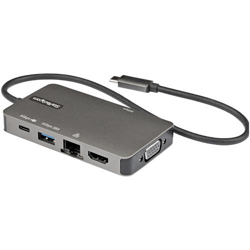 StarTech.com USB-C Multiport Adapter - USB-C to 4K 30Hz HDMI or 1080p VGA - USB Type-C Mini Dock w/ 100W Power Delivery Passthrough, 3-Port USB Hub 5Gbps, GbE - 12 (30cm) Attached Cable