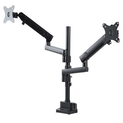 StarTech.com Desk Mount Dual Monitor Arm - Full Motion Monitor Mount for 2x VESA Displays up to 32 (17lb/8kg) - Vertical Stackable Arms - Height Adjustable/Articulating - Clamp/Grommet
