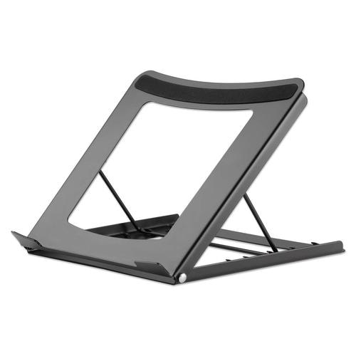 Manhattan Laptop and Tablet Stand, Adjustable (5 positions), Suitable for all tablets and laptops up to 15.6, Portable and Lightweight, Steel, Black, Lifetime Warranty