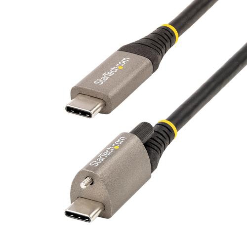 StarTech.com 20 (50cm) Top Screw Locking USB C Cable 10Gbps - USB 3.1/3.2 Gen 2 Type-C Cable - 100W (5A) Power Delivery Charging, DP Alt Mode - Single Screw Lock, USB-C Cord Charge/Sync