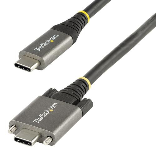 StarTech.com 20 (50cm) Side Screw Locking USB C Cable 10Gbps - USB 3.1/3.2 Gen 2 Type-C Cable - 100W (5A) Power Delivery Charging, DP Alt Mode - Dual Screw Lock - USB-C Cord Charge/Sync