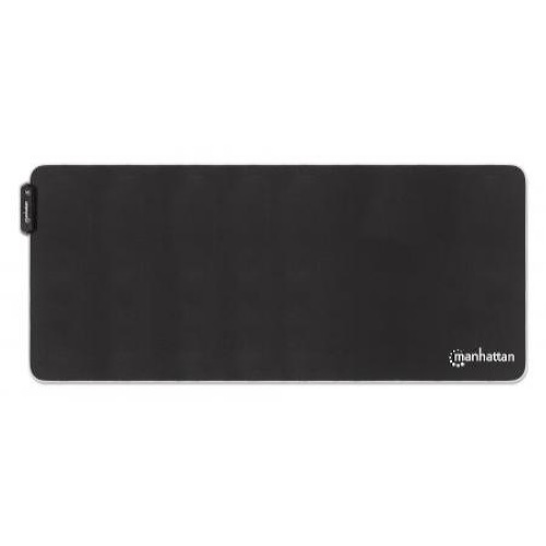 Manhattan XXL RGB LED Gaming Mousepad Smooth Top Surface Mat, Micro-textured surface for ultra-high precision with optical and laser mice (800x350x3mm), Adjustable Color-LED Lighting Modes, Non Slip Base, Water Resistant, Stitched Edges, Black, Lifetime Warranty