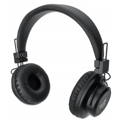 Manhattan Bluetooth On-Ear Headset (Clearance Pricing), Microphone, FM Radio, Integrated Controls, 8 hour usage time, Max Range 10m, MicroSD Card slot, 3.5mm Aux port, Bluetooth v5.0, USB-A charging cable included, Three Year Warranty