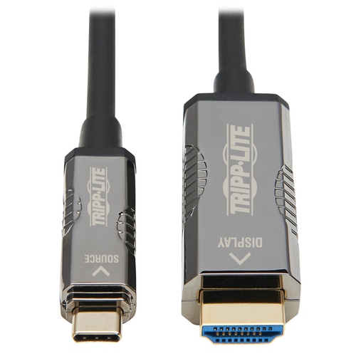 Tripp Lite U444F3-15M-H4K6 High-Speed USB-C to HDMI Fiber Active Optical Cable (AOC) - UHD 4K 60 Hz, HDR, CL3 Rated, Black, 15 m (49 ft.)