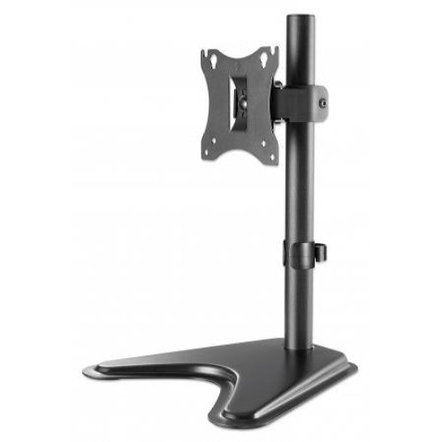 Manhattan TV & Monitor Mount, Desk, Tilt/Swivel/Rotation, 1 screen, Screen Sizes: 10-27, Black, Stand Assembly, VESA 75x75 to 100x100mm, Max 7kg, Lifetime Warranty